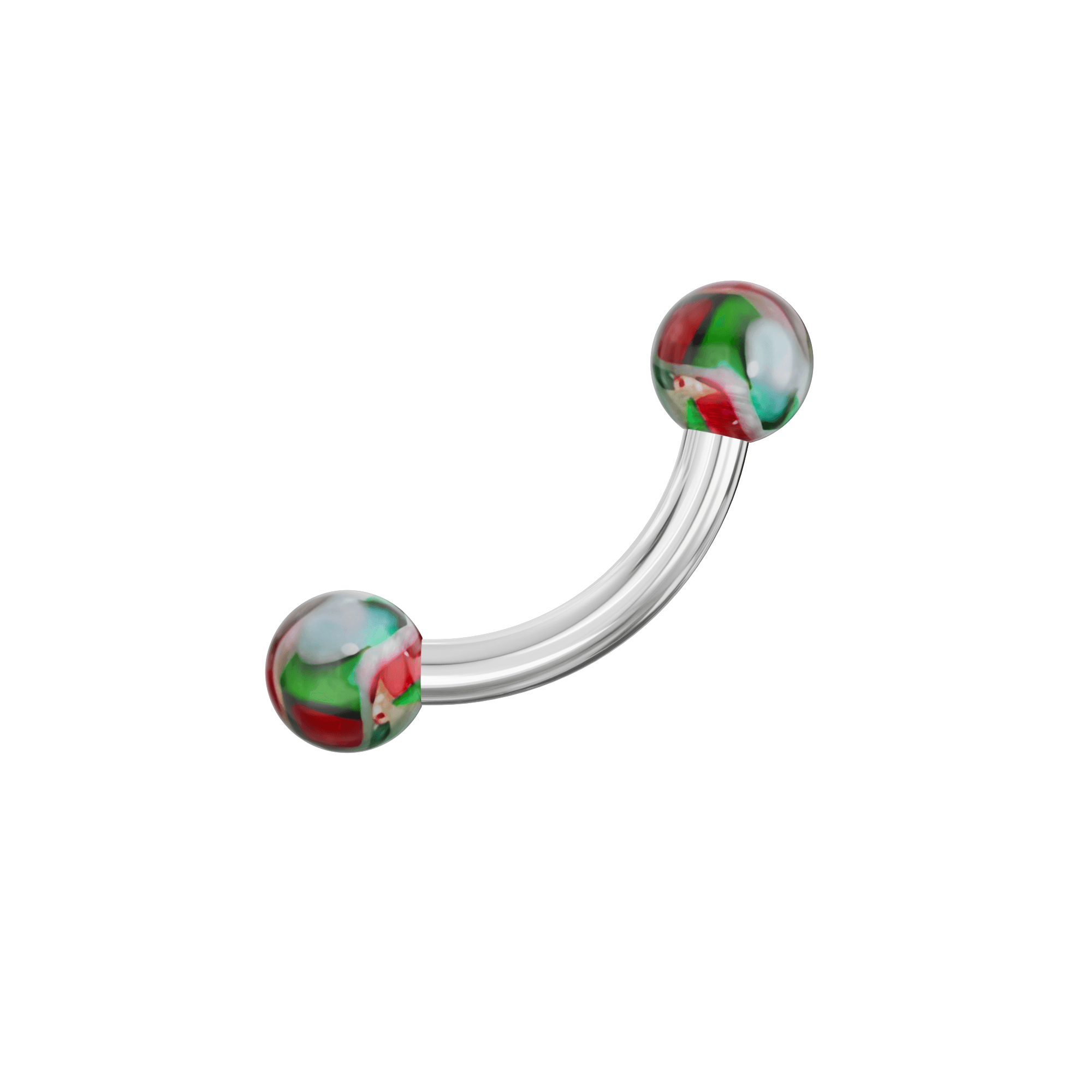 316L Surgical Steel Curved Bar with Trippy Marble UV Ball (Pack of 10)