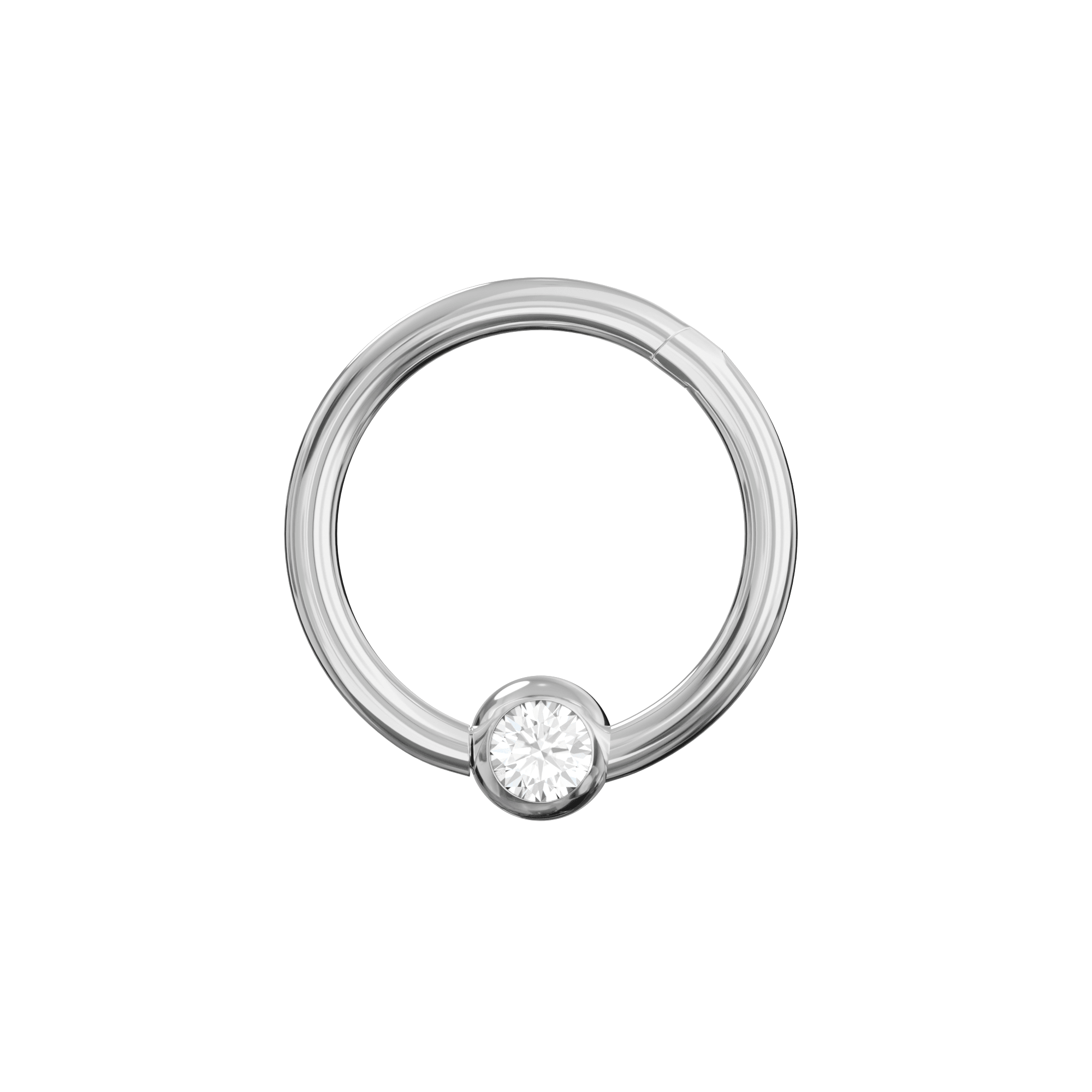 316L Surgical Steel BCR Clicker with CZ Stone Piercing Ring