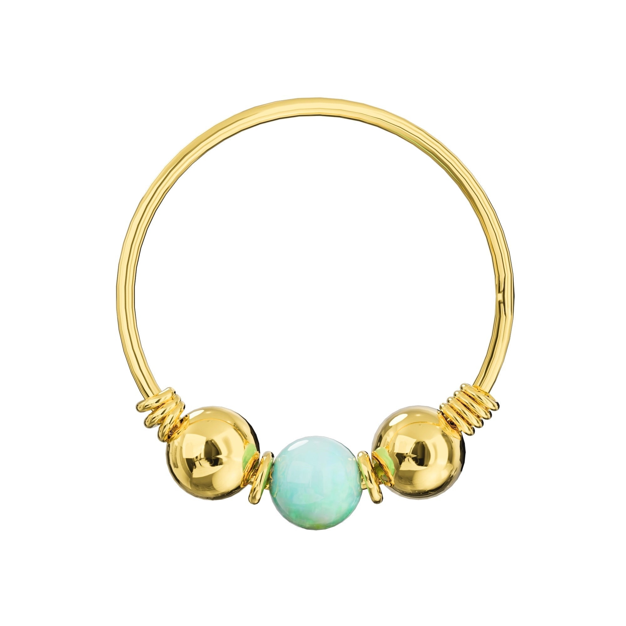 14K Gold Opal Stone Hoop Nose Ring