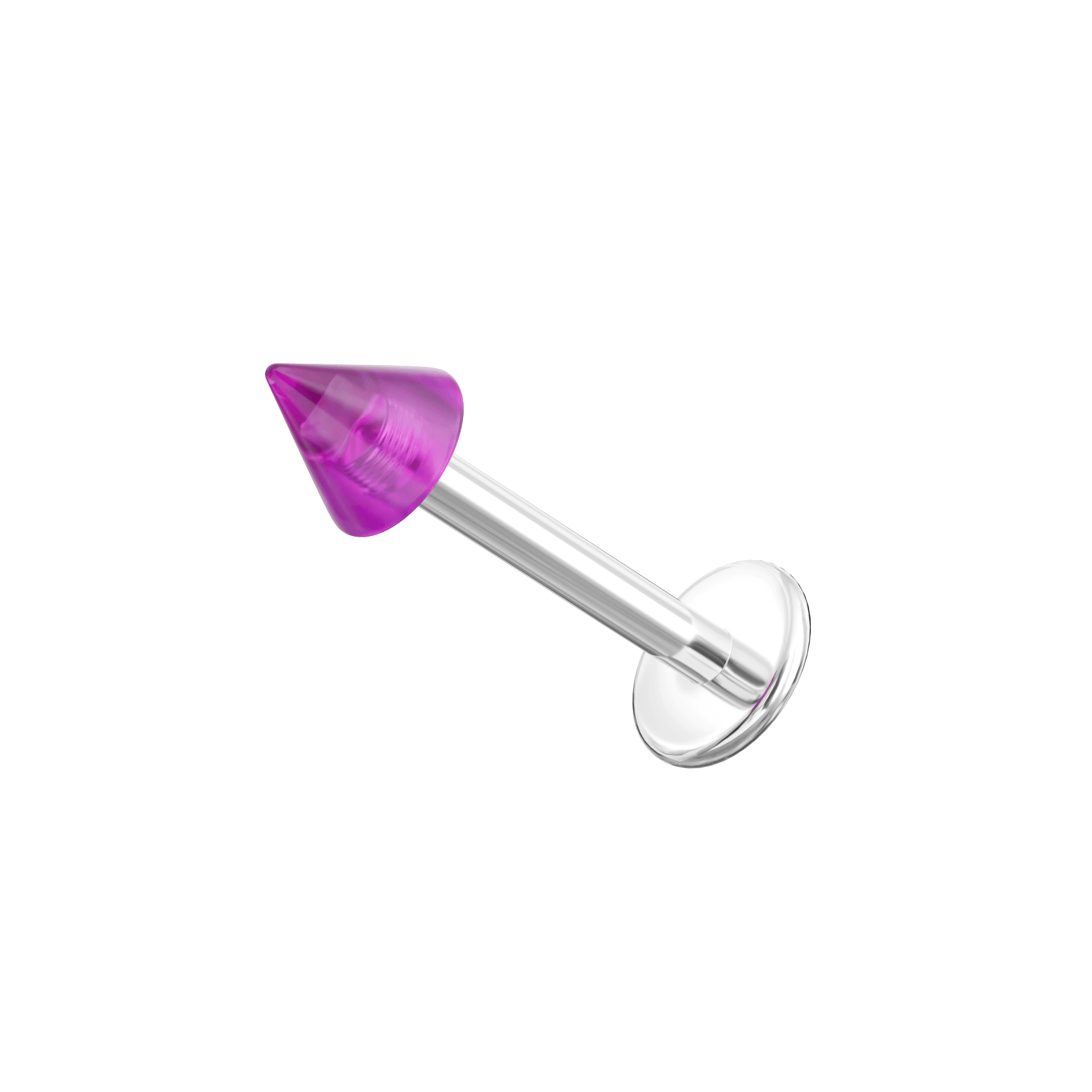 316L Surgical Steel Labret with Transparent Neon UV Cone (Pack of 10)