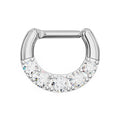 316L Surgical Steel Five Pronged Clear CZs Septum Clicker Ring