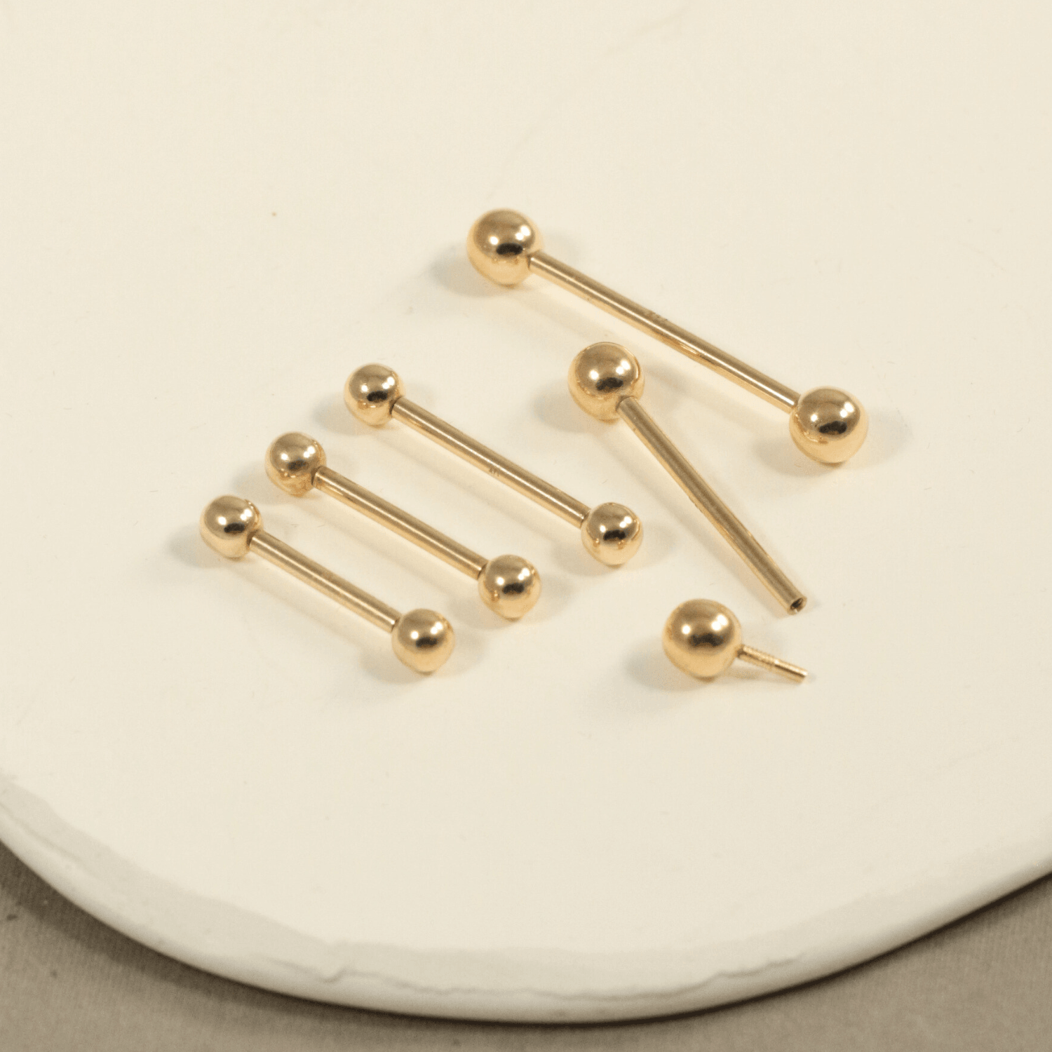 14K Gold Straight Tongue Barbell with Ball