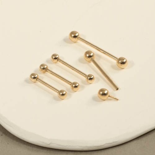 14K Gold Straight Tongue Barbell with Ball