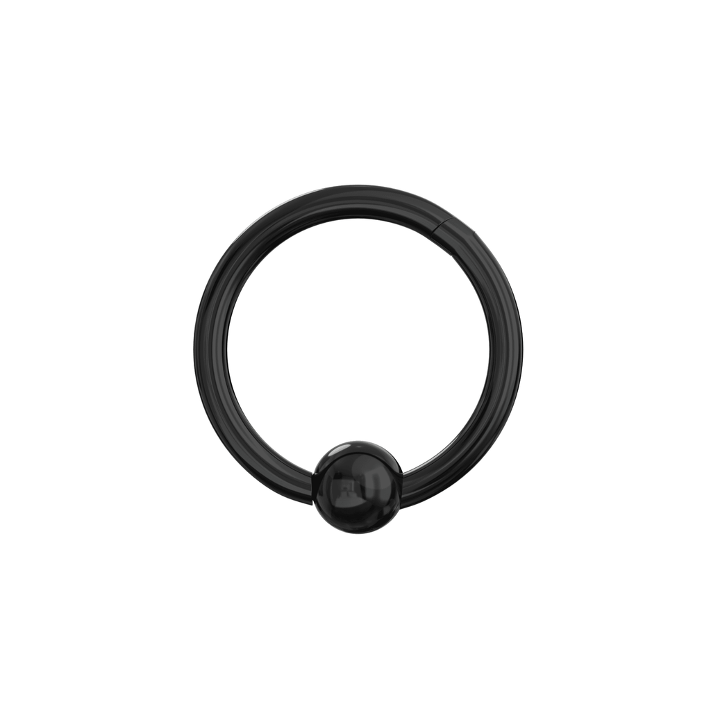 316L Surgical Steel and Black Anodised BCR Ring with Ball