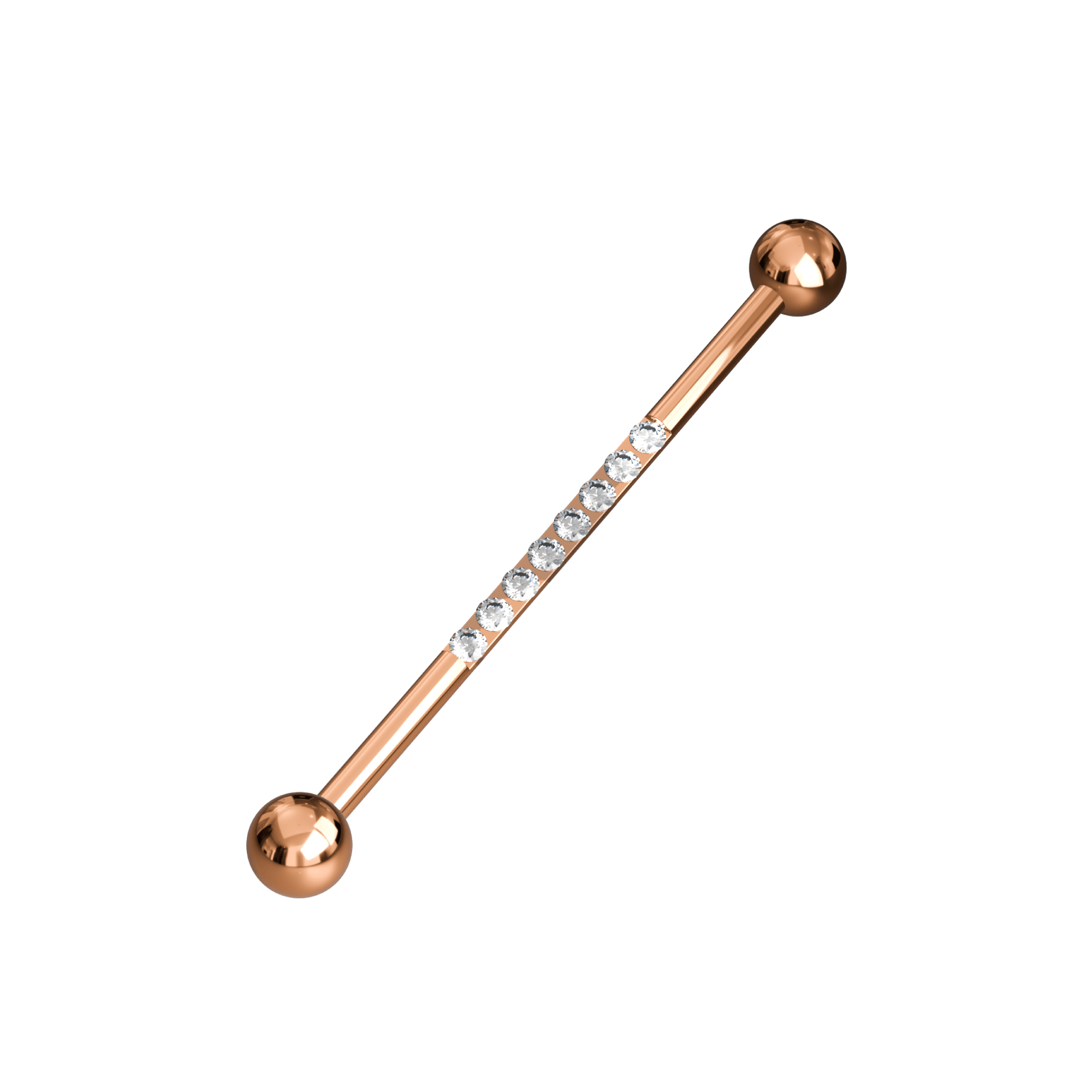 316L Surgical Steel 8 Cubic Zirconia Jewelled Industrial Barbell