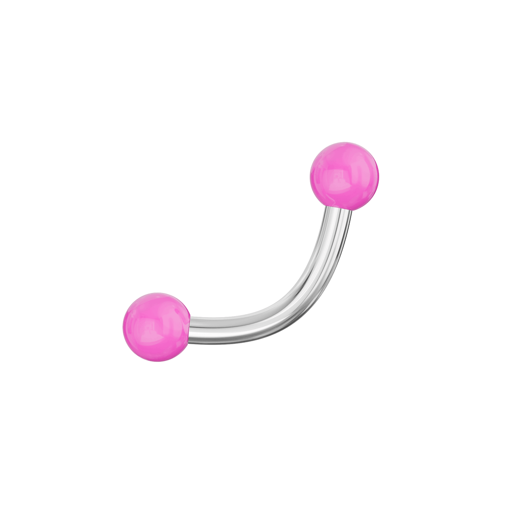 316L Surgical Steel Curved Bar with Basic UV Balls (Pack of 10)