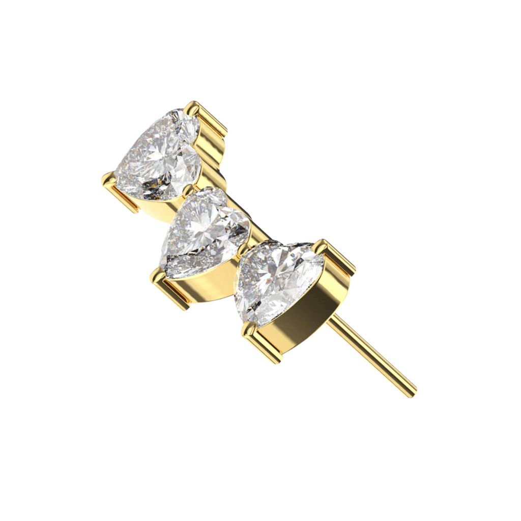 G23 Titanium CZ Jewelled Tri Heart Design Thread-less Push-Fit Top