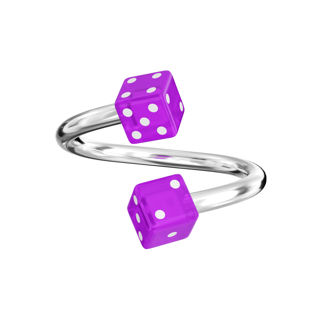 316L Surgical Steel Spiral Barbell with UV Dice