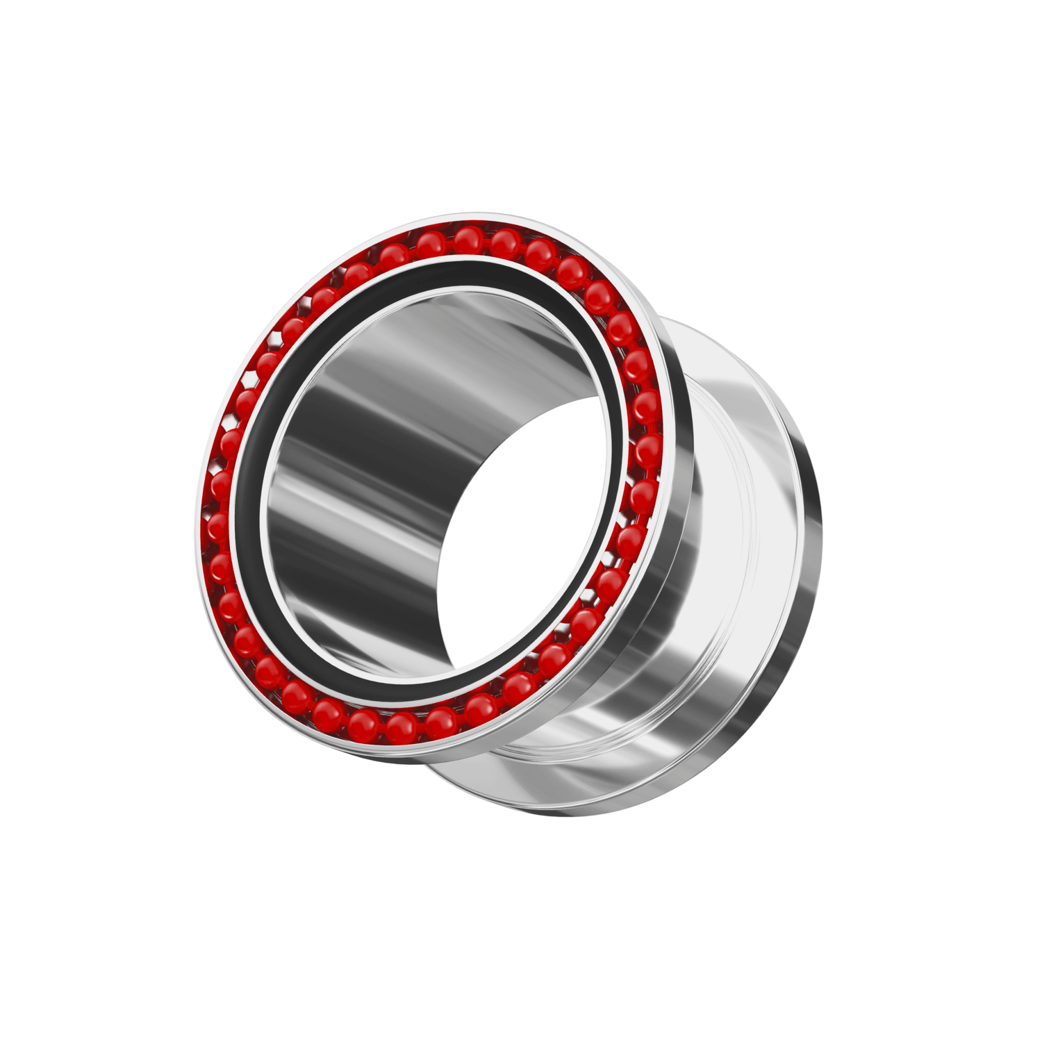 316L Surgical Steel With Red Ball Edge Top Flesh Tunnel