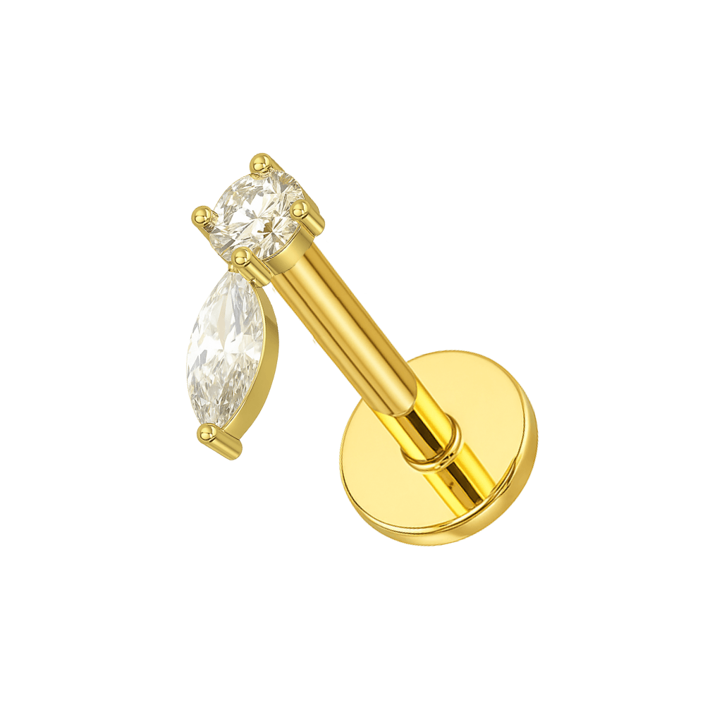 316L Surgical Steel Jewelled Drop Internally Threaded Screw Fit Labret Stud