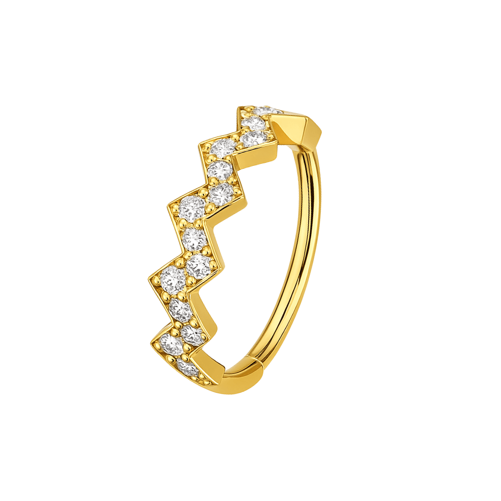 316L Surgical Steel CZ Jewelled Zig Zag Hinged Segment Clicker