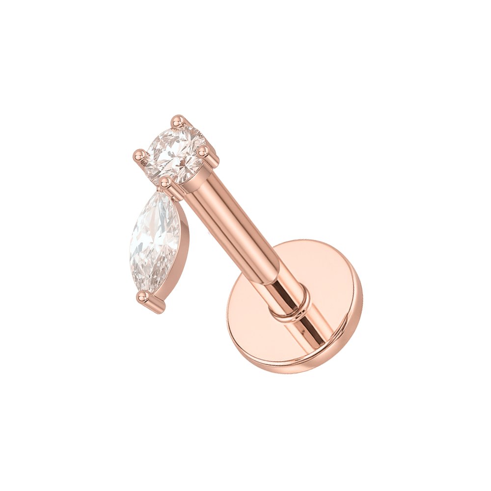 316L Surgical Steel Jewelled Drop Internally Threaded Screw Fit Labret Stud