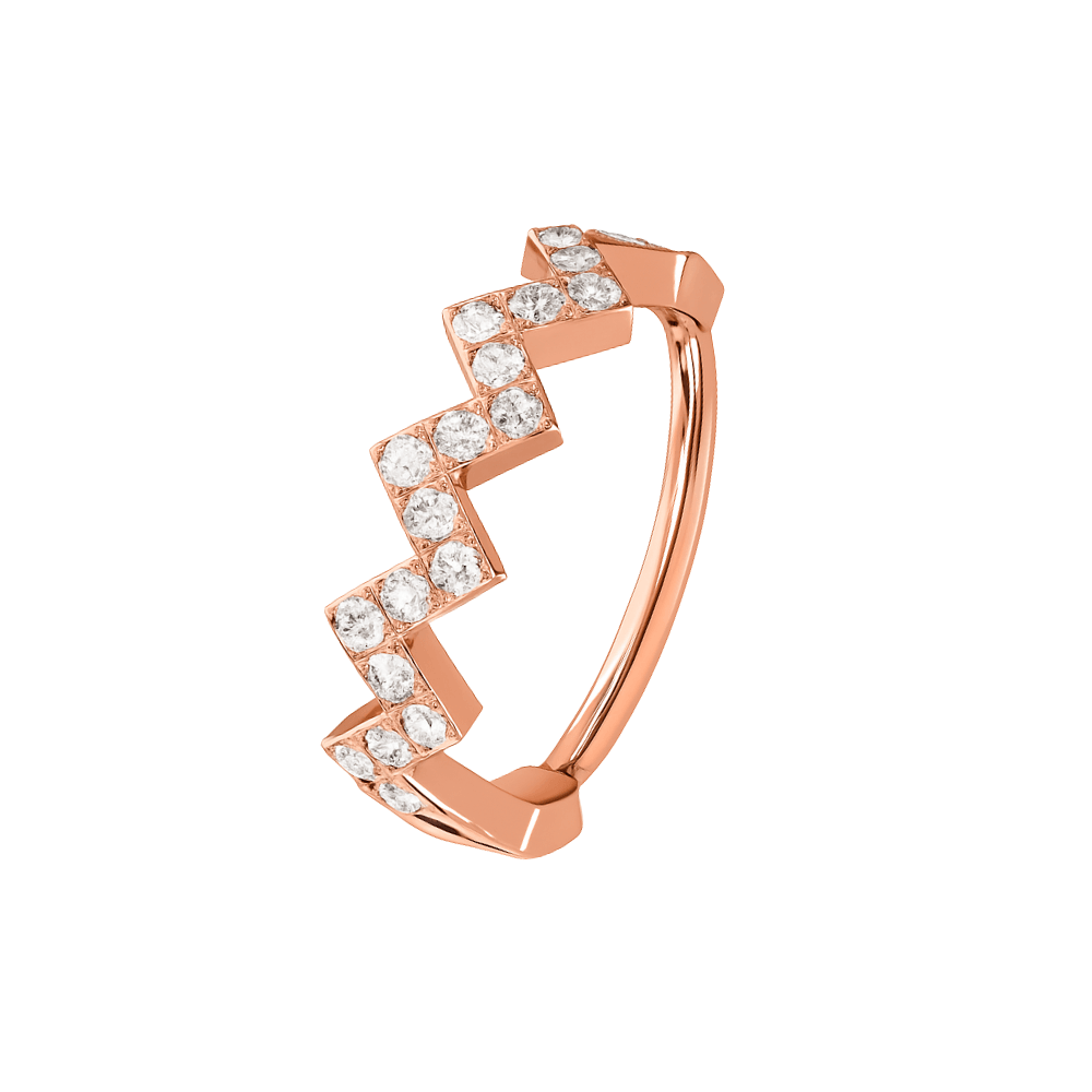 316L Surgical Steel CZ Jewelled Zig Zag Hinged Segment Clicker