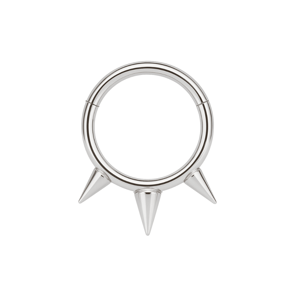 316L Surgical Steel Triple Spikes Hinged Septum Clicker Ring