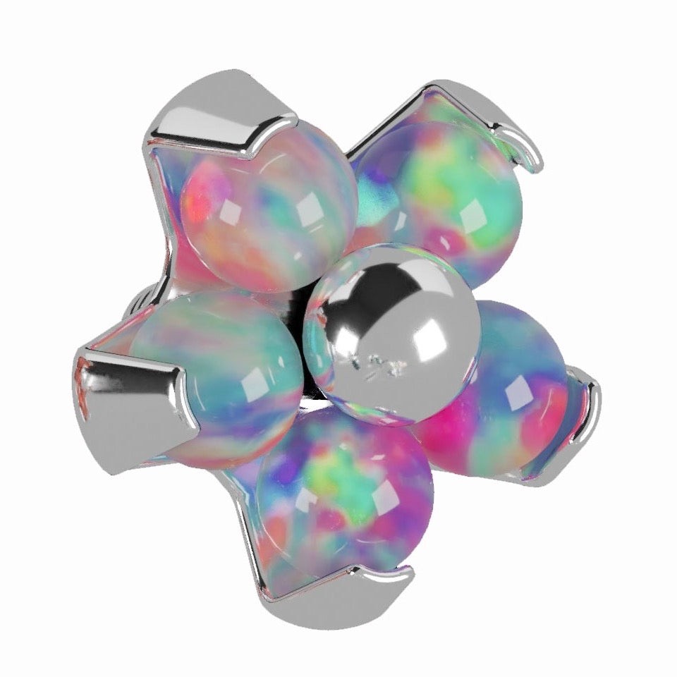 G23 Titanium Opal Stone Studded Flower Dermal Anchor Top