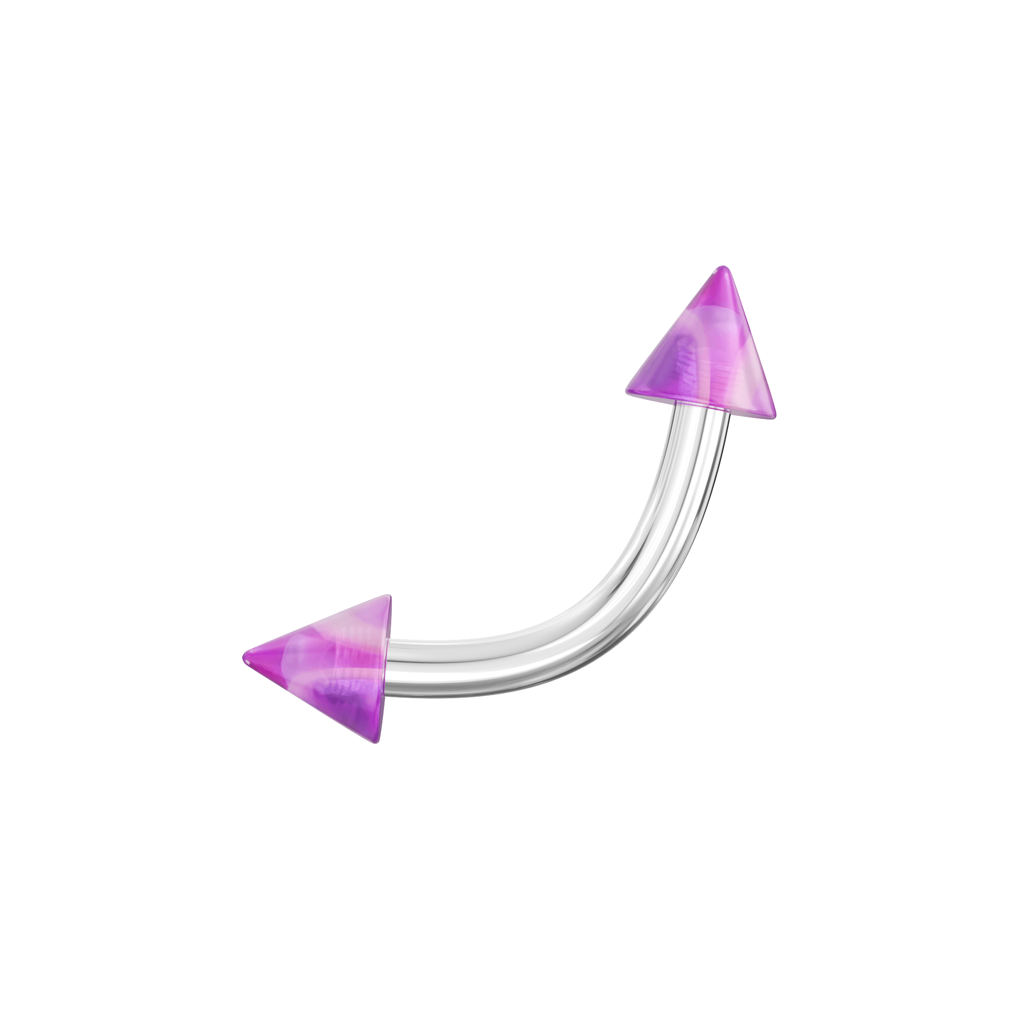 316L Surgical Steel Curved Bar with Wavy Stripes UV Cone (Pack of 10)