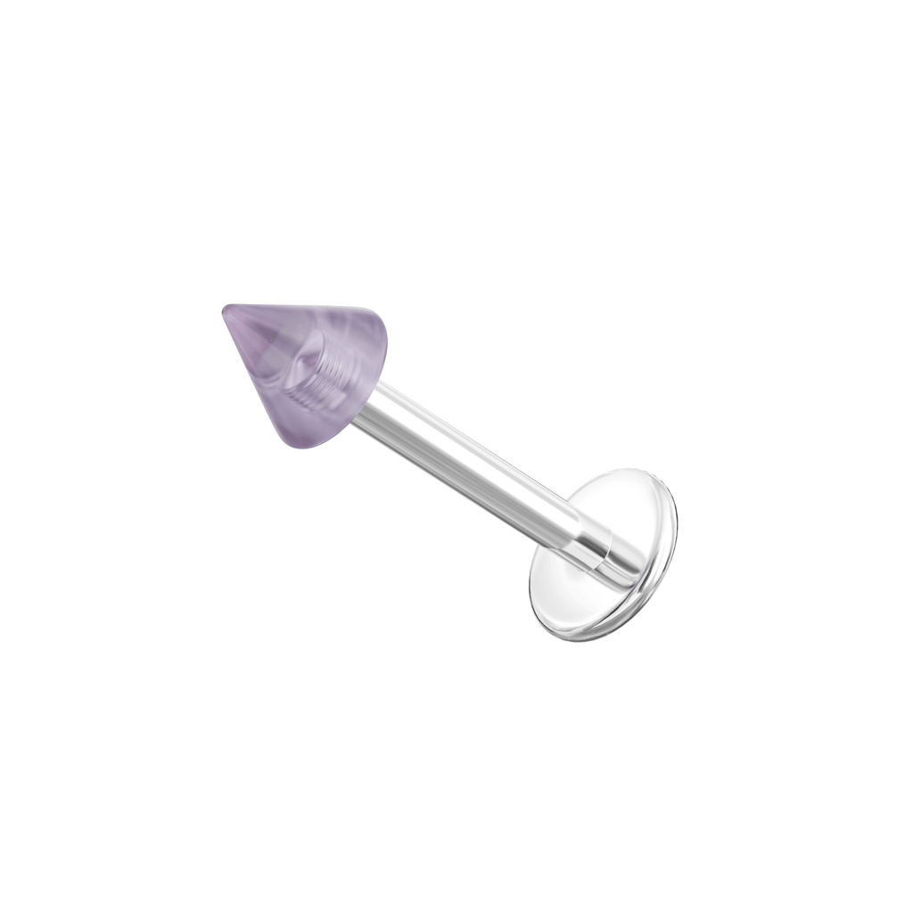 316L Surgical Steel Labret with Transparent Neon UV Cone (Pack of 10)