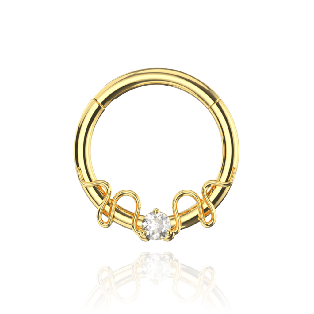 316L Surgical Steel Round CZ Duo Snake Hinged Segment Clicker Ring