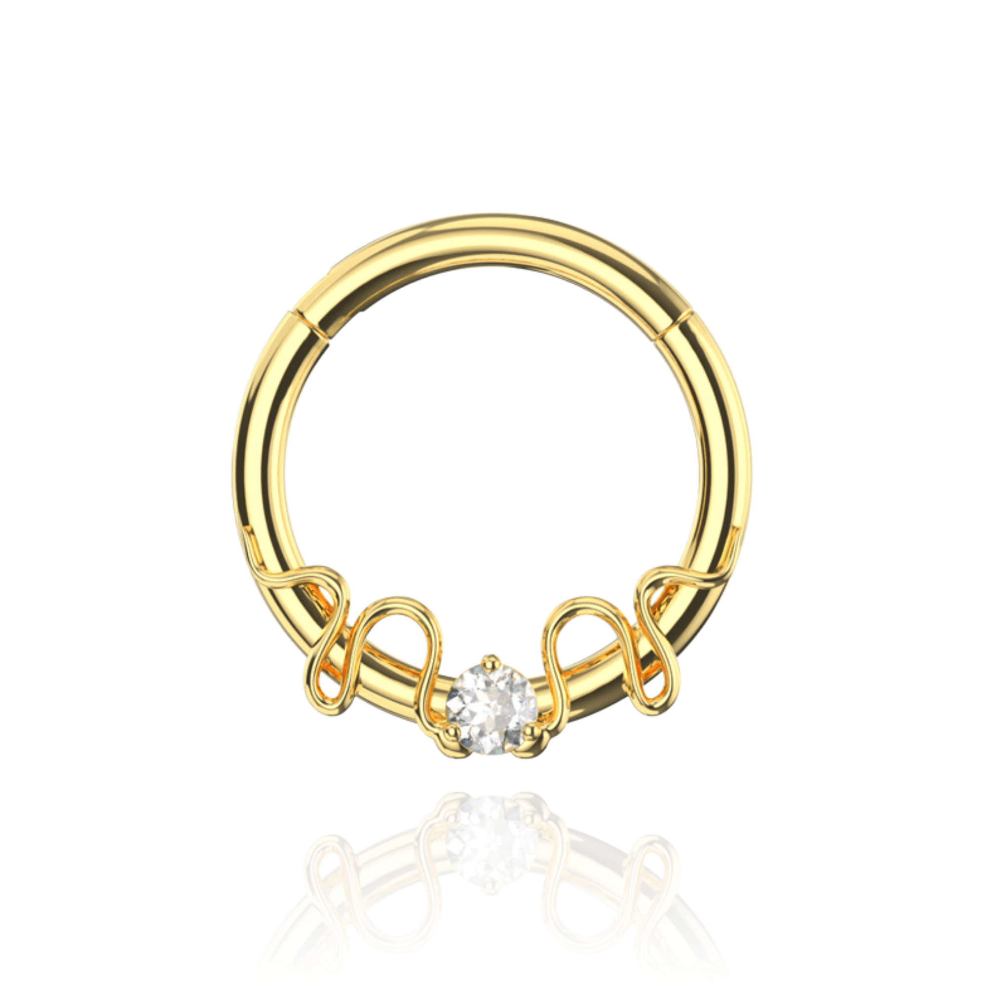 316L Surgical Steel Round CZ Duo Snake Hinged Segment Clicker Ring