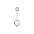 925 Sterling Silver Jewelled Big Heart Silver Belly Ring