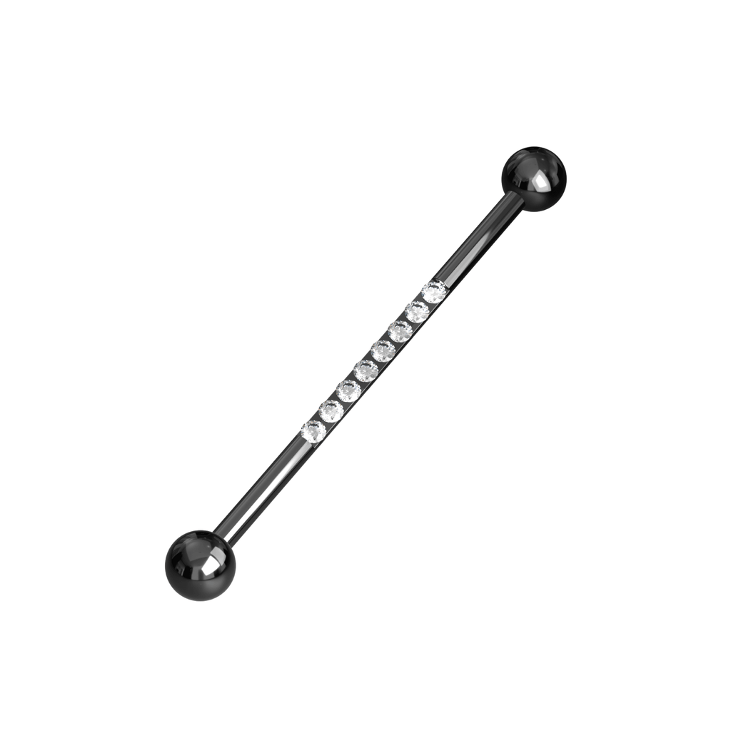 316L Surgical Steel 8 Cubic Zirconia Jewelled Industrial Barbell