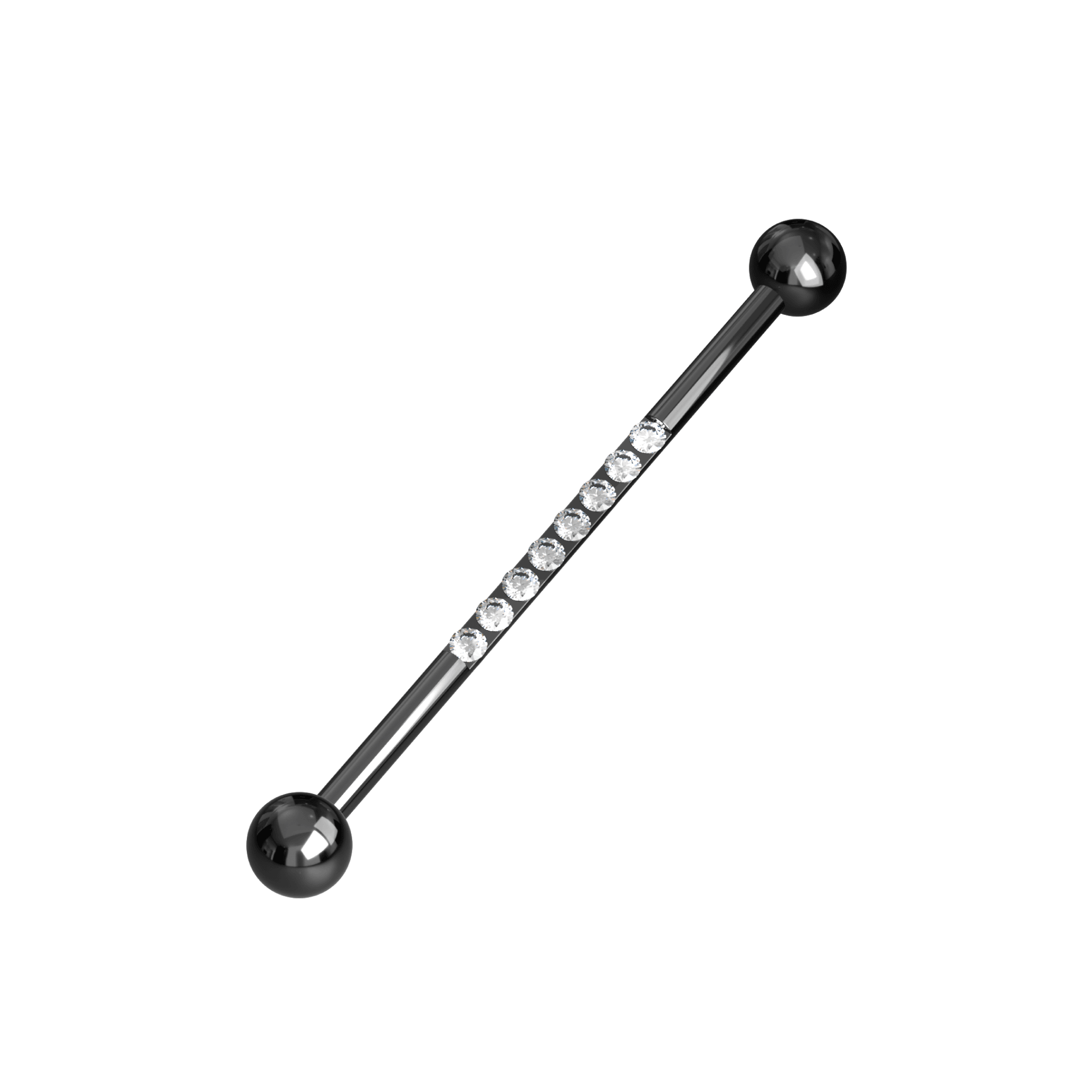 316L Surgical Steel 8 Cubic Zirconia Jewelled Industrial Barbell