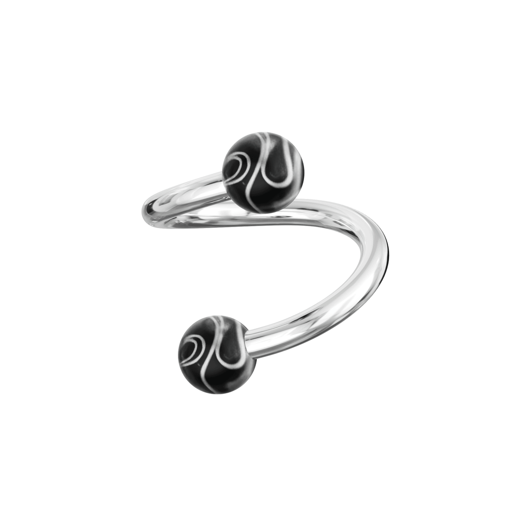 316L Surgical Steel Twisted Barbell With Marble UV Balls (Pack of 10)