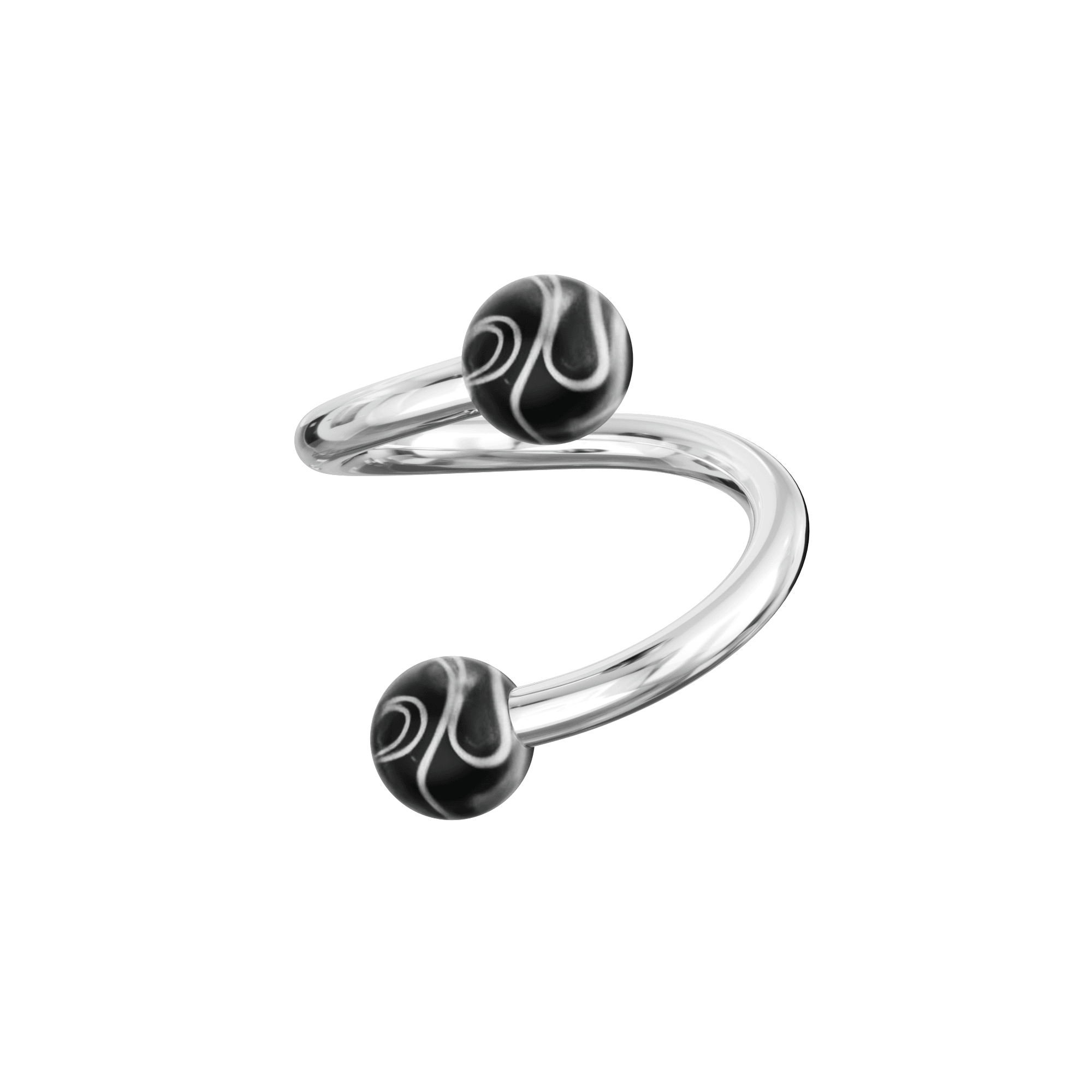 316L Surgical Steel Twisted Barbell With Marble UV Balls (Pack of 10)