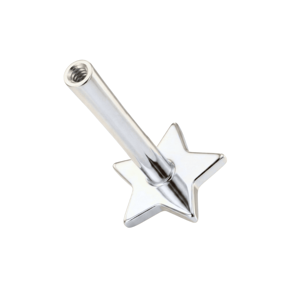 925 Sterling Silver Internally Threaded Star Back Labret Bar