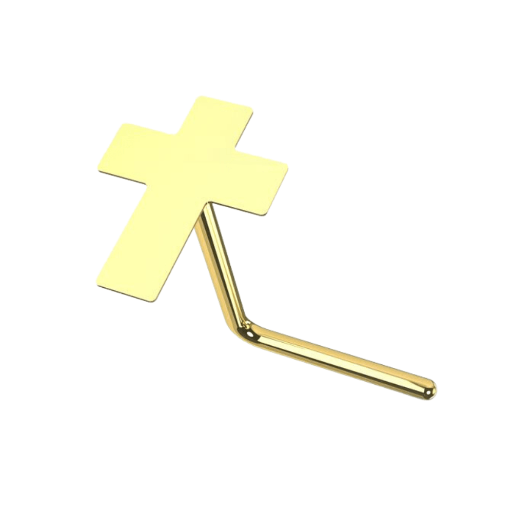 9K Gold Plain Cross Nose Studs