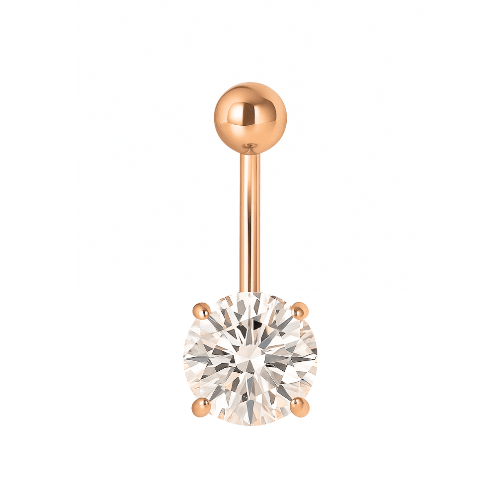 925 Sterling Silver Round Jewelled Non-Dangling Belly Button Ring