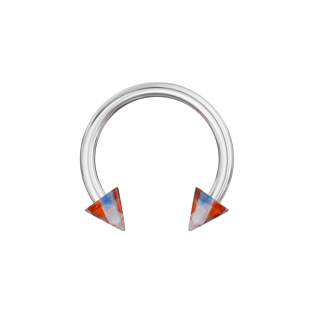 316L Surgical Steel Circular Barbell With Marble UV Cones (Pack of 10)