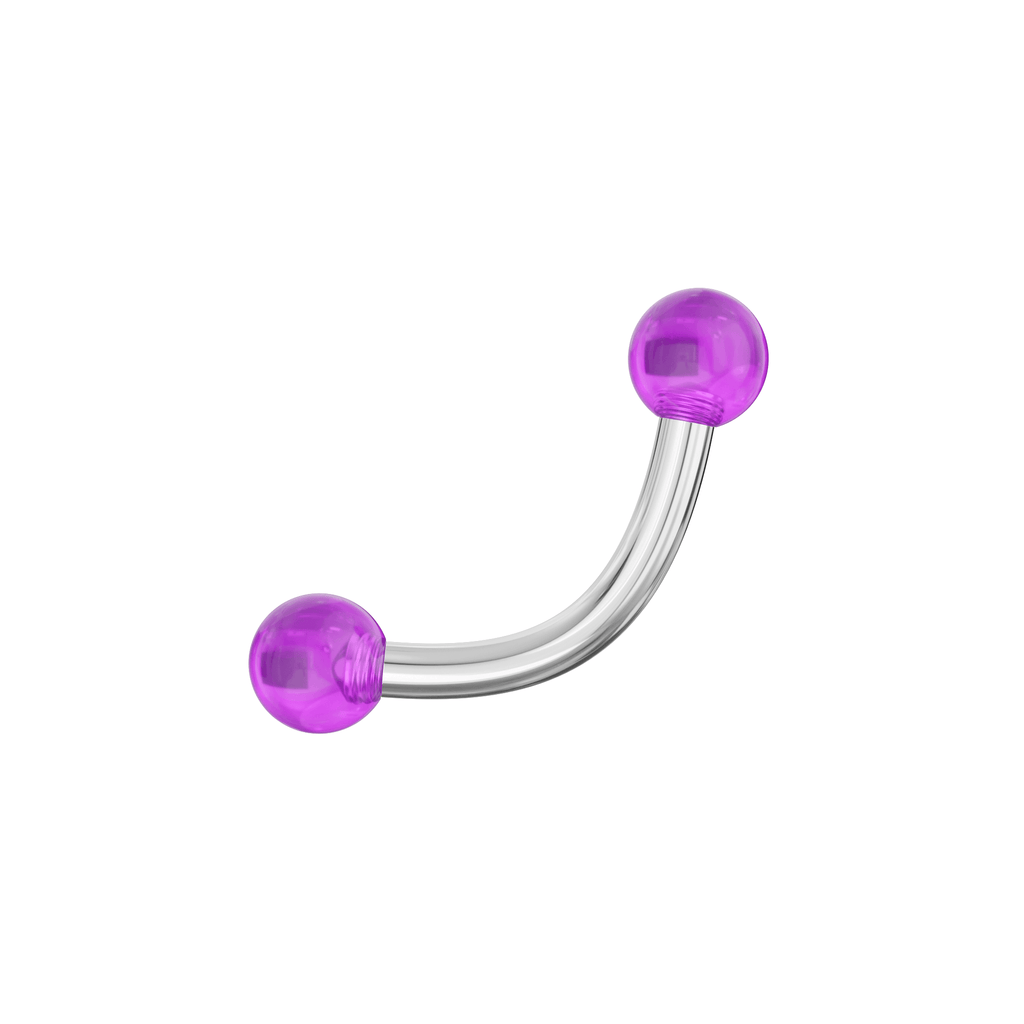 316L Surgical Steel Curved Bar with Basic Glossy UV Balls (Pack of 10)