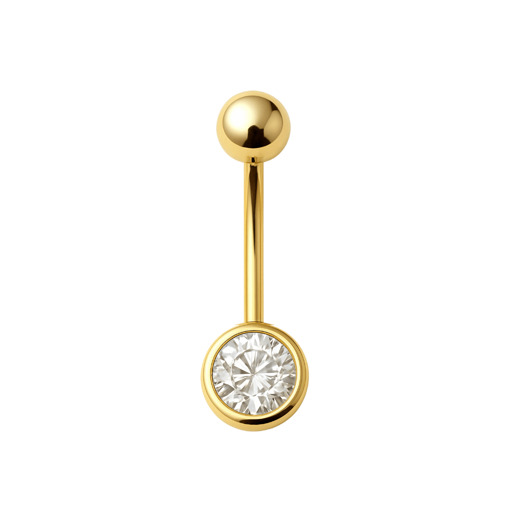 G23 Titanium CZ Jewelled Non Dangling Banana Belly Ring