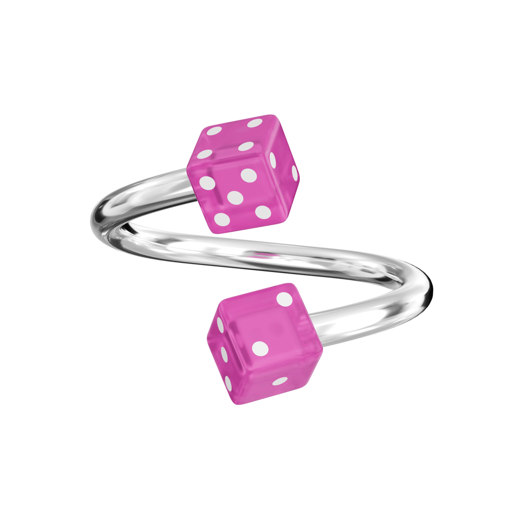 316L Surgical Steel Spiral Barbell with UV Dice