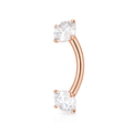 9K Gold Internally Threaded Round CZ Jewelled Curved Bar