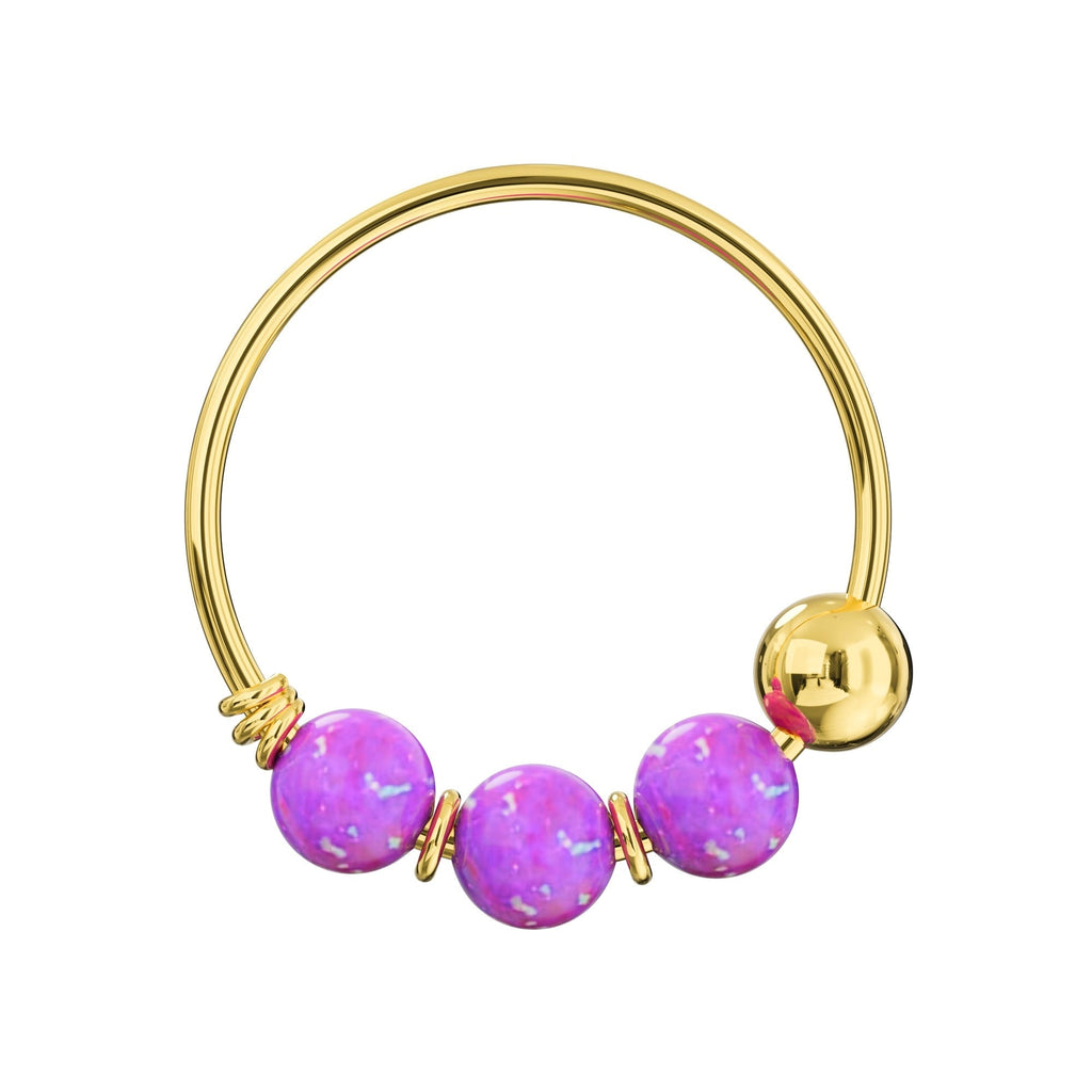 9K Gold Opal Hoop Nose Ring