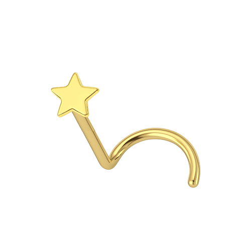 14K Gold Plain Star Nose Screw