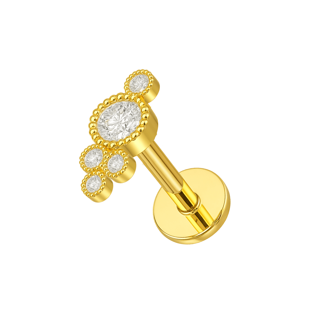 316L Surgical Steel Jewelled Cluster Internally Threaded Screw Fit Stud