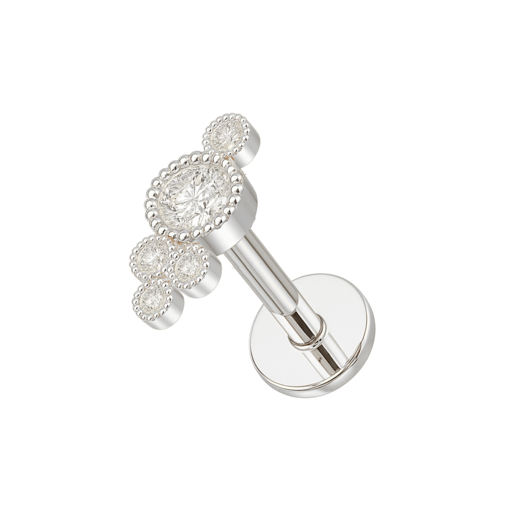 316L Surgical Steel Jewelled Cluster Internally Threaded Screw Fit Stud