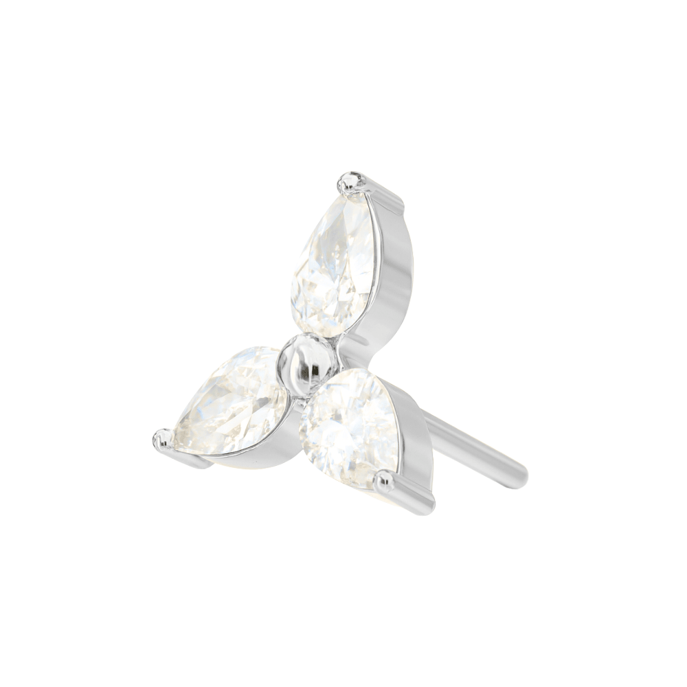 G23 Titanium Triple CZ Jewelled Flower Threadless Top