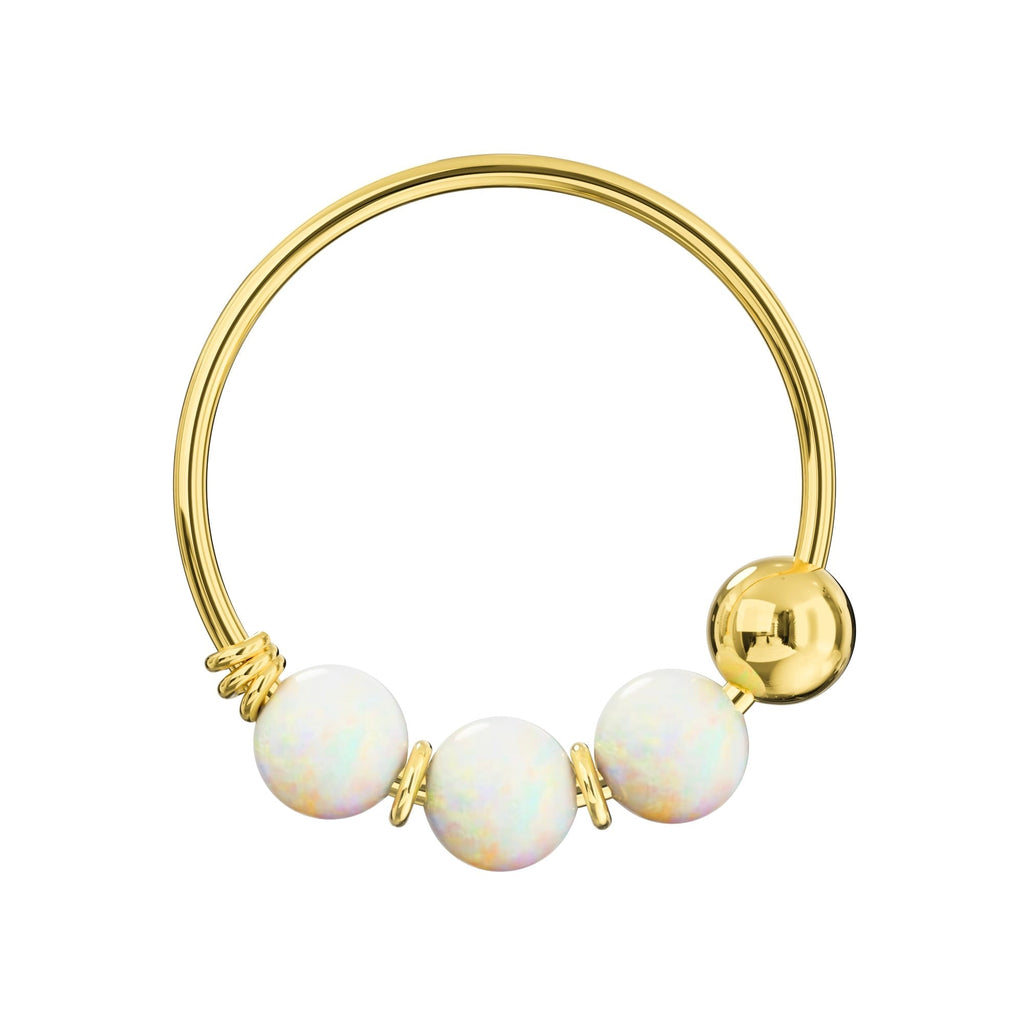 9K Gold Opal Hoop Nose Ring