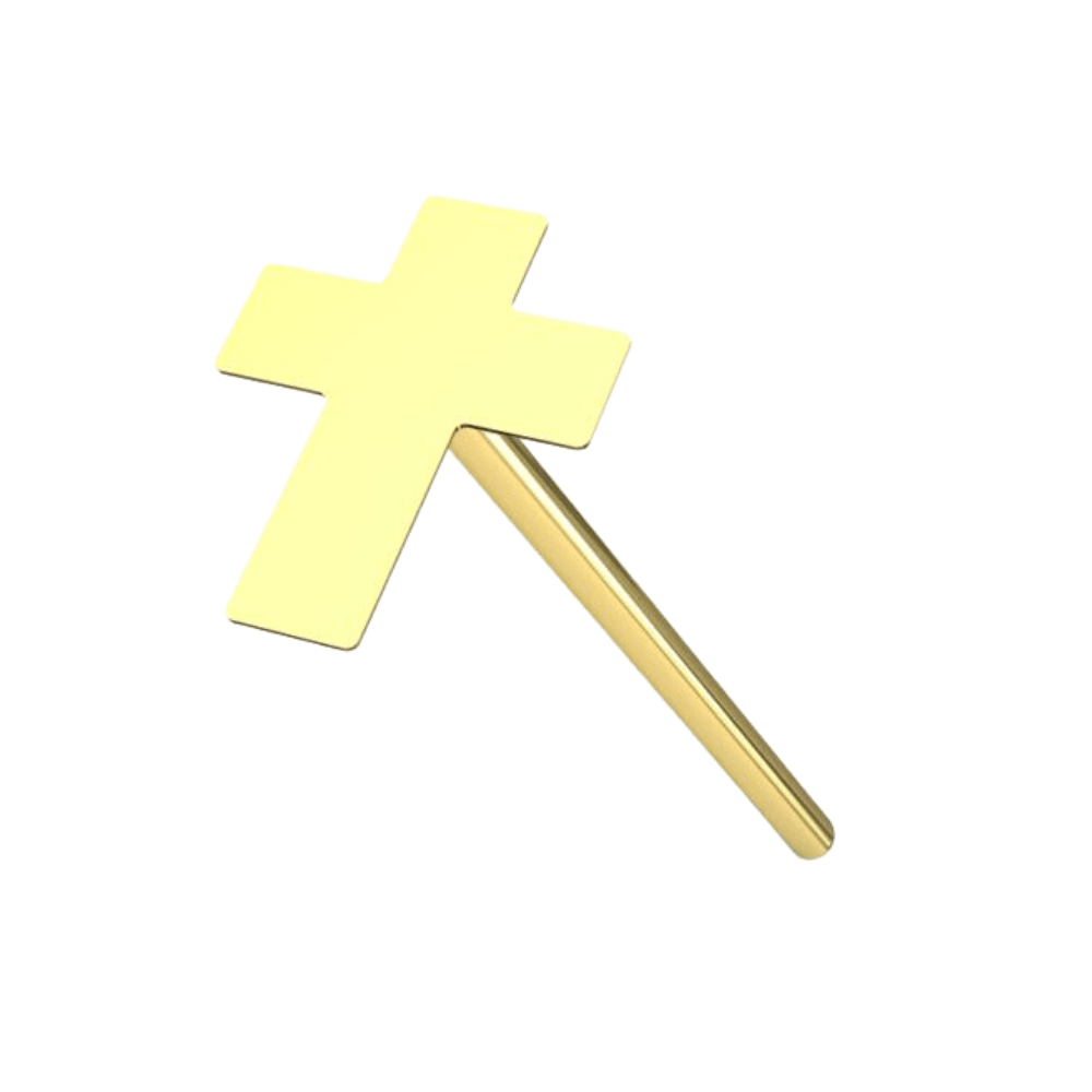 9K Gold Plain Cross Nose Studs