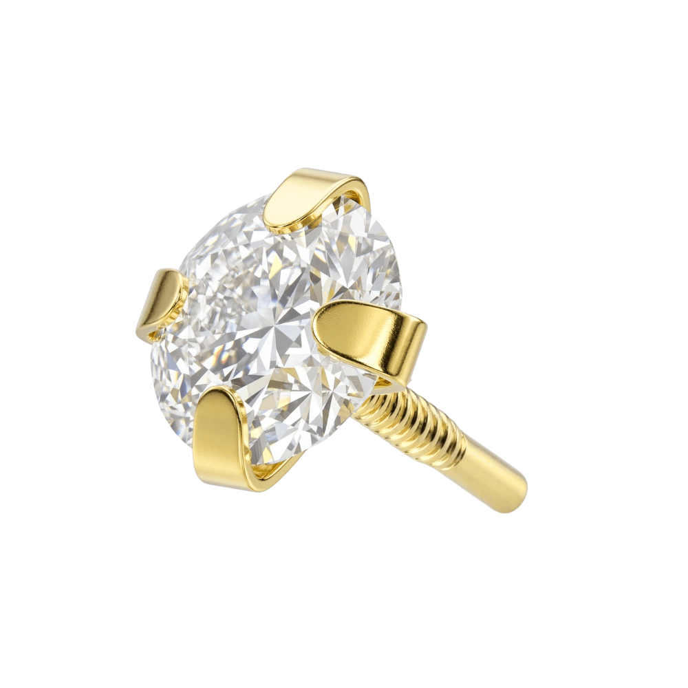925 Sterling Silver Round CZ Jewelled Internally Threaded Top