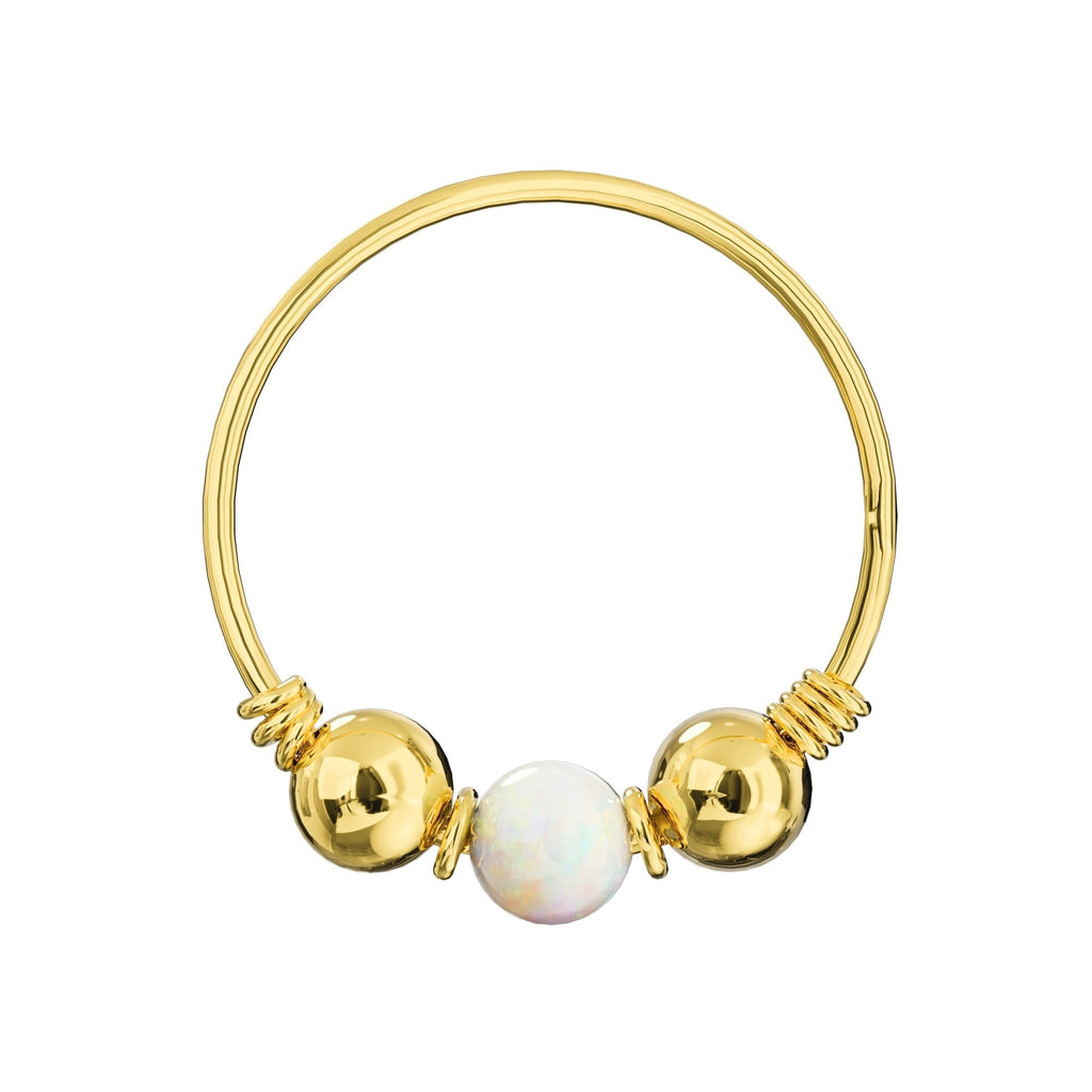 14K Gold Opal Stone Hoop Nose Ring