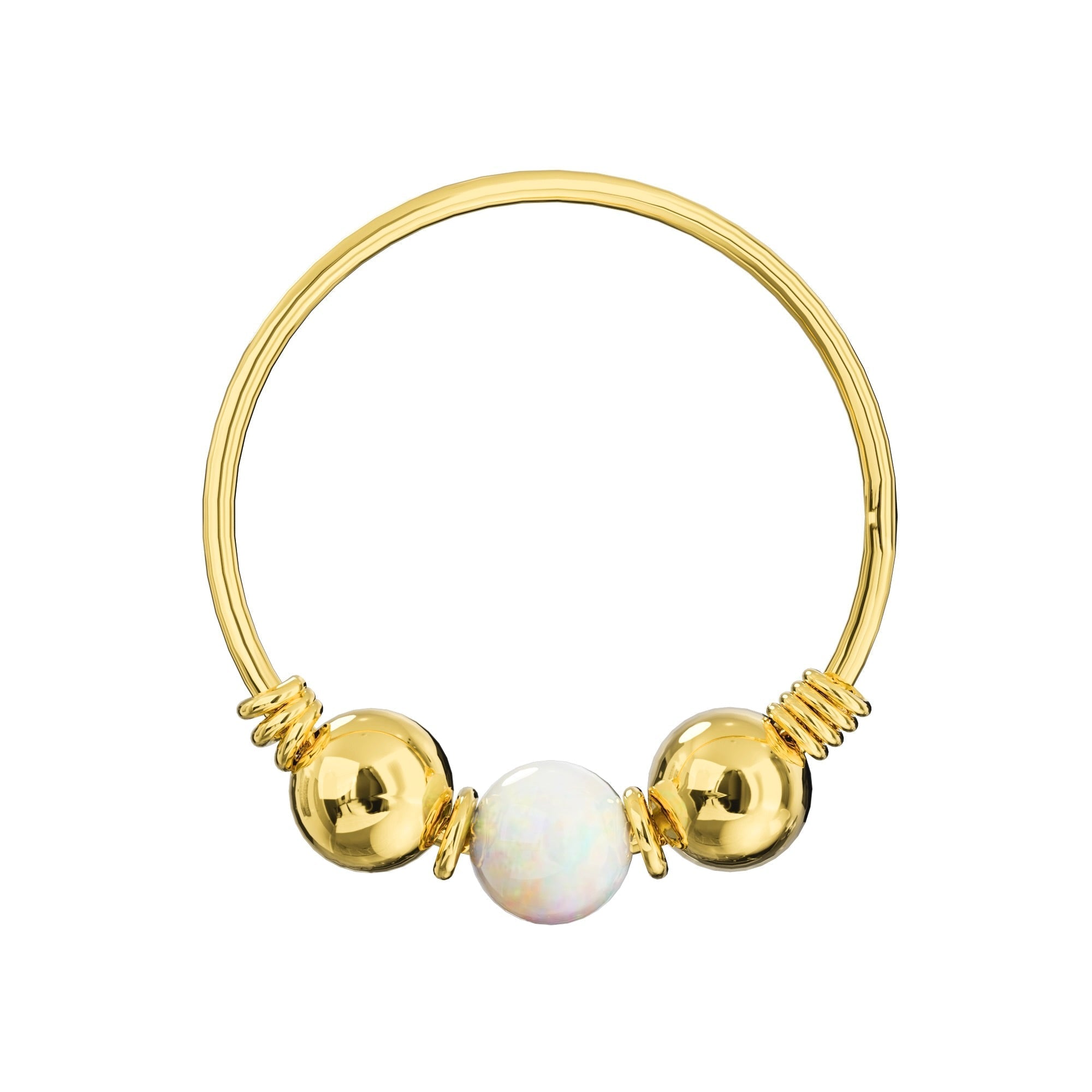 14K Gold Opal Stone Hoop Nose Ring