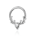 316L Surgical Steel CZ Jewelled Antler Hinged Segment Clicker Ring