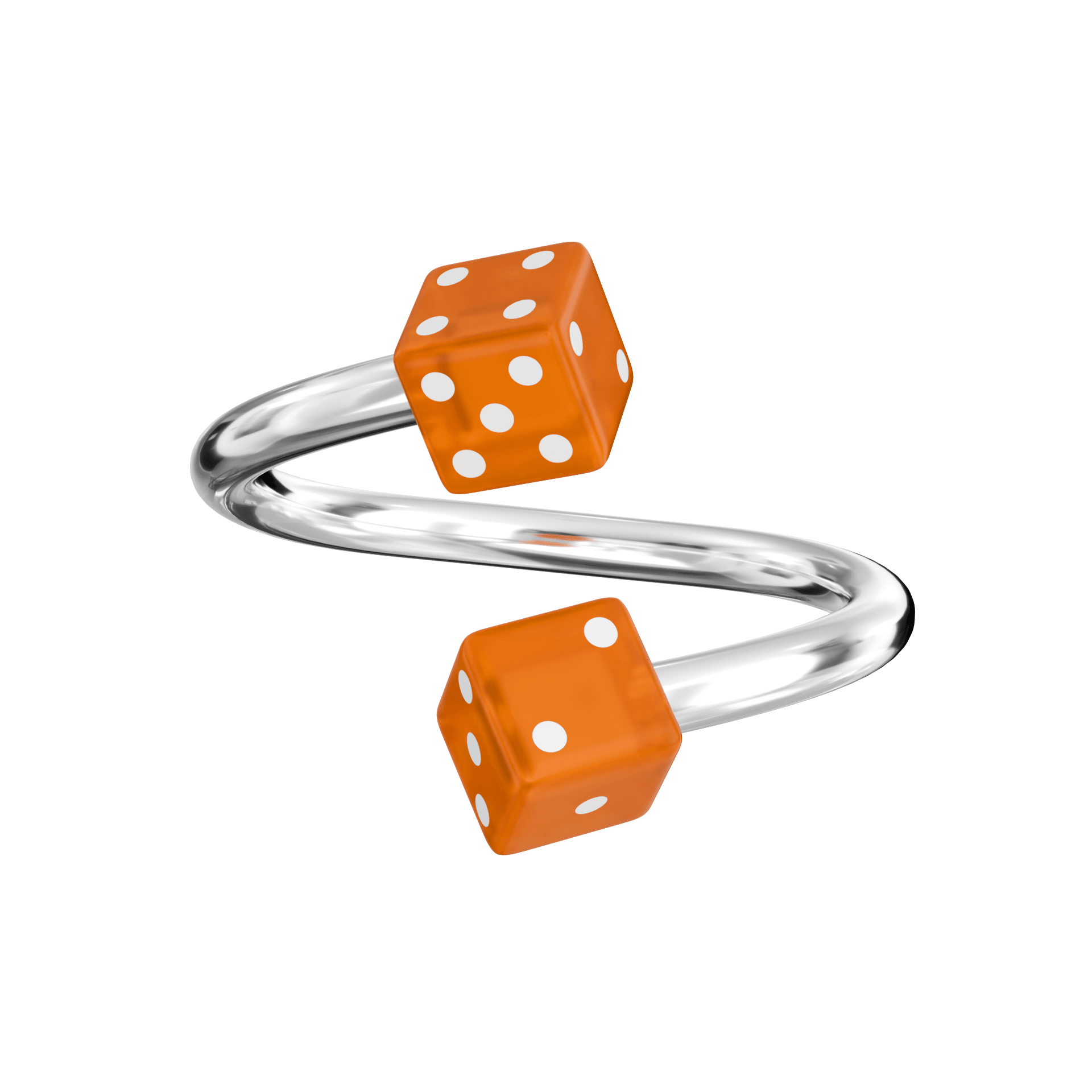 316L Surgical Steel Spiral Barbell with UV Dice