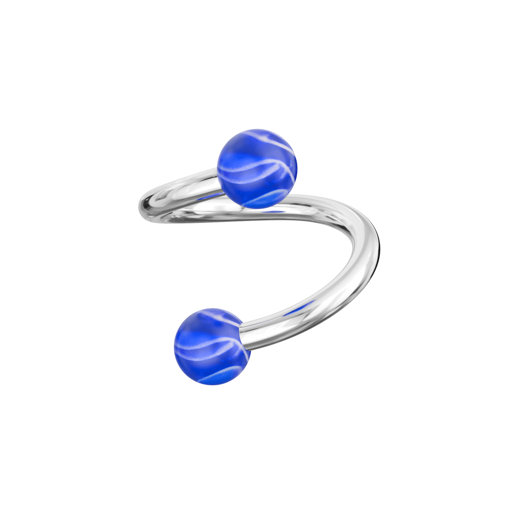 316L Surgical Steel Twisted Barbell With Marble UV Balls (Pack of 10)