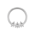 316L Surgical Steel Triple Marquise CZ Stone Segment Clicker Ring